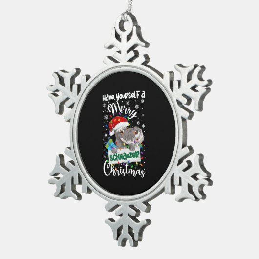 Miniature Schnauzer Christmas Mini Schnauzer Xmas Schneeflocken Zinn-Ornament (Rechts)