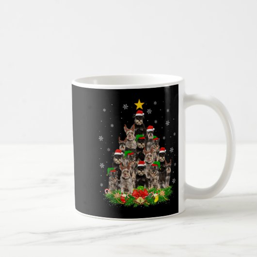Miniature Schnauzer Christmas Tree Lights Santa Pe Kaffeetasse (Rechts)