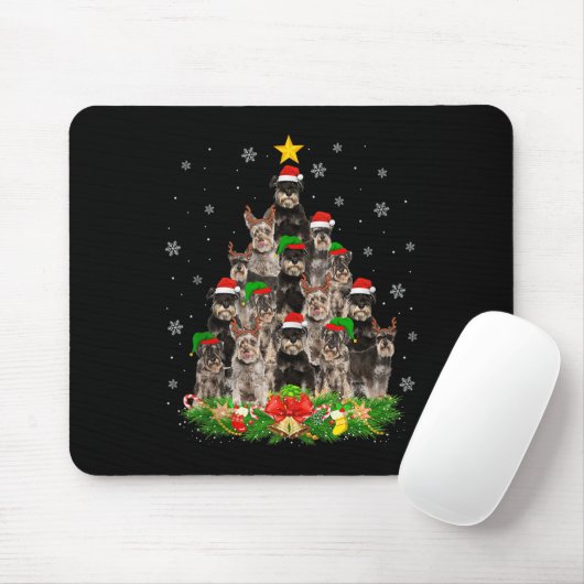 Miniature Schnauzer Christmas Tree Lights Santa Pe Mousepad (Mit Mouse)