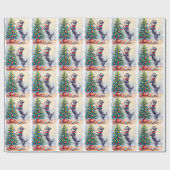 Miniature Schnauzer Decorating Christmas Tree Dog  Geschenkpapier (Flach)