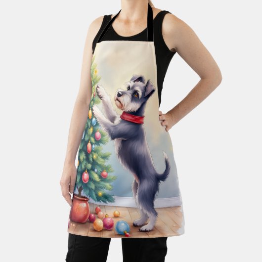 Miniature Schnauzer Decorating Christmas Tree Dog Schürze (InSitu)