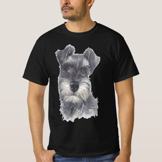 Miniature Schnauzer Dog - Aquarell Art Dog Geschen T-Shirt (Vorderseite)