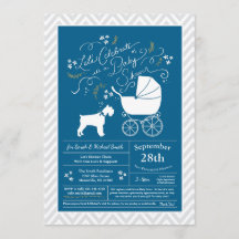 Miniature Schnauzer Dog Baby Shower Blue Boy