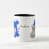 Miniature Schnauzer Dog Blue Abstrakter Hintergrun Tasse (Zentrum)