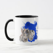 Miniature Schnauzer Dog Blue Abstrakter Hintergrun Tasse (Links)