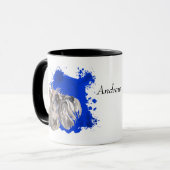 Miniature Schnauzer Dog Blue Abstrakter Hintergrun Tasse (Vorderseite Links)