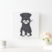 Miniature Schnauzer Dog Cartoon Quadratische Wanduhr (Zuhause)
