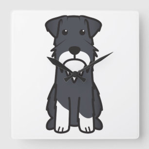 Miniature Schnauzer Dog Cartoon Quadratische Wanduhr