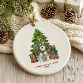 Miniature Schnauzer Dog Familie Weihnachten Keramik Ornament