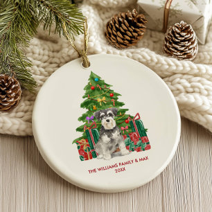 Miniature Schnauzer Dog Familie Weihnachten Keramik Ornament