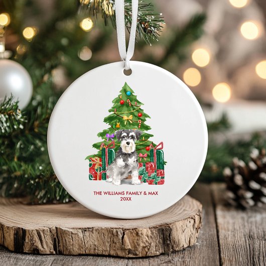 Miniature Schnauzer Dog Familie Weihnachten Keramik Ornament