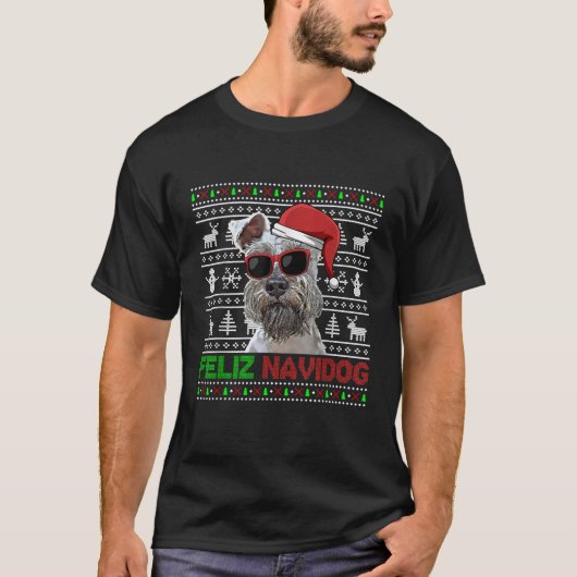 Miniature Schnauzer Dog Feliz Navidog Funny Christ T-Shirt (Vorderseite)