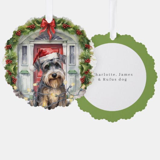 Miniature Schnauzer Dog Front Dog Weihnachten Ornament Karte (Vorderseite/Rückseite)