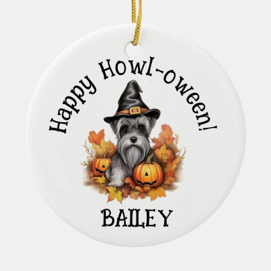 Miniature Schnauzer Dog Halloween Keramik Ornament (Vorne)