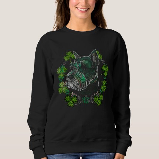 Miniature Schnauzer Dog Mandala Irish Shamrock St Sweatshirt (Vorderseite)