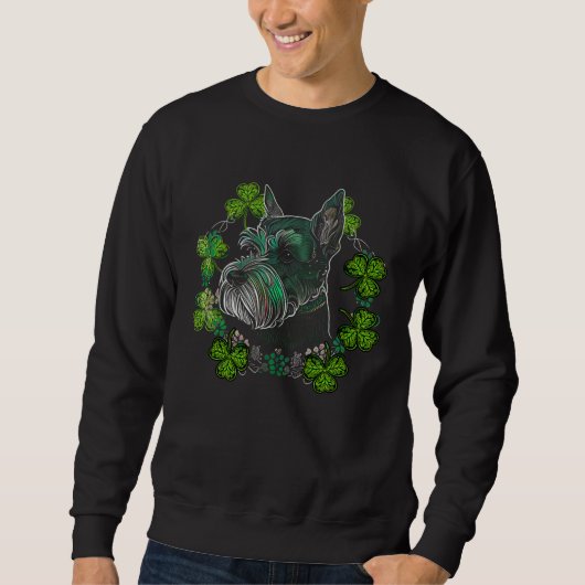 Miniature Schnauzer Dog Mandala Irish Shamrock St  Sweatshirt (Vorderseite)