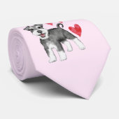 Miniature Schnauzer Dog Muster auf Rosa Krawatte (Gerollt)