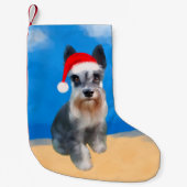 Miniature Schnauzer Dog On Beach Weihnachtshut Kleiner Weihnachtsstrumpf (Vorderseite)