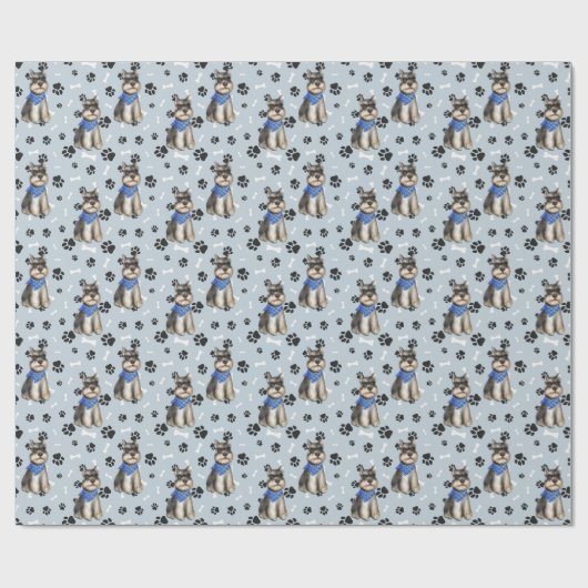 Miniature Schnauzer Dog PW Print Pattern Geschenkpapier (Flach)