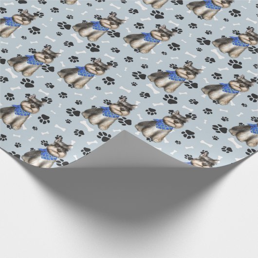 Miniature Schnauzer Dog PW Print Pattern Geschenkpapier (Ecke)