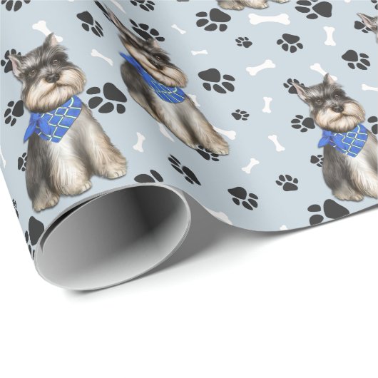 Miniature Schnauzer Dog PW Print Pattern Geschenkpapier (Rolleneckpunkt)