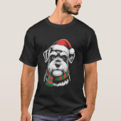 Miniature Schnauzer Dog Santa Hat Scarf Christmas T-Shirt (Vorderseite)