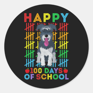 Miniature Schnauzer Dog Student Happy 100 Tage der Runder Aufkleber