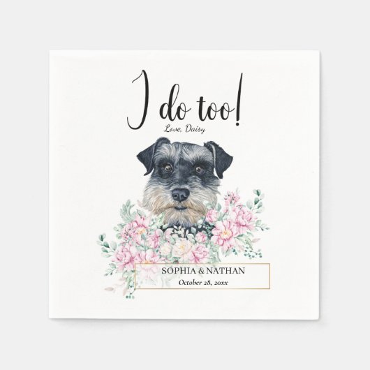 Miniature Schnauzer Dog Wedding Cocktail Napkins Serviette (Vorderseite)