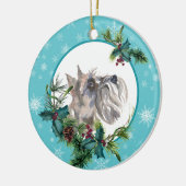 Miniature Schnauzer Evergreen Blue Snowflake Keramik Ornament (Links)
