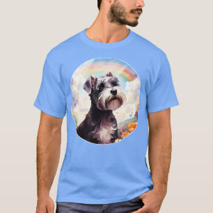 Miniature Schnauzer Gedenk Regenbogenbrücke Farb T-Shirt