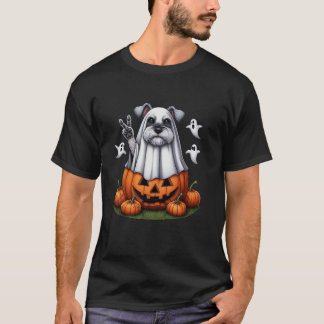 Miniature Schnauzer Ghost Boo Halloween Hundefraue T-Shirt