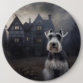 Miniature Schnauzer Halloween Beängstigend Button (Vorderseite)
