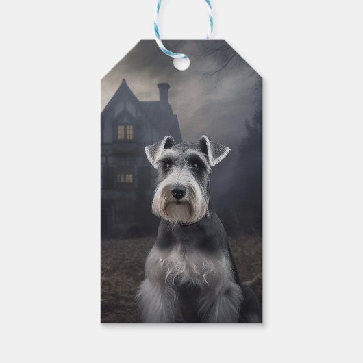 Miniature Schnauzer Halloween Beängstigend Geschenkanhänger (Vorderseite)
