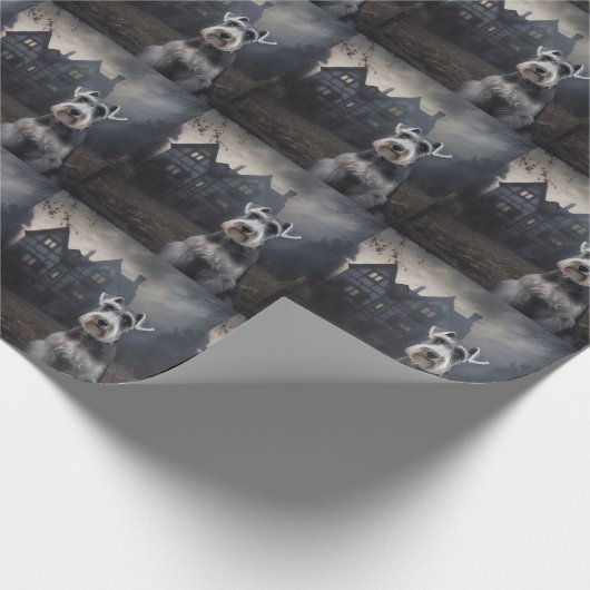 Miniature Schnauzer Halloween Beängstigend Geschenkpapier (Ecke)