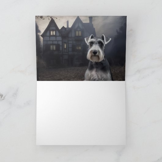 Miniature Schnauzer Halloween Beängstigend Karte (Innenseite)
