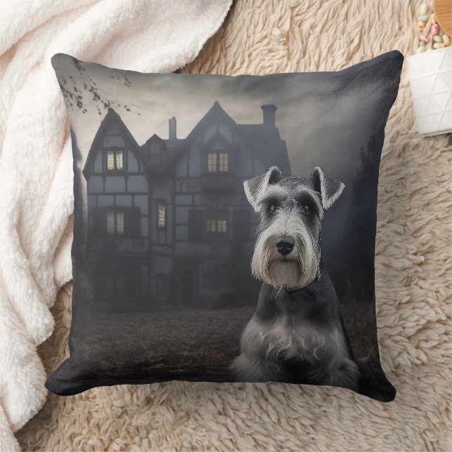 Miniature Schnauzer Halloween Beängstigend Kissen (Decke)
