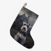 Miniature Schnauzer Halloween Beängstigend Kleiner Weihnachtsstrumpf (Vorderansicht (hängend))