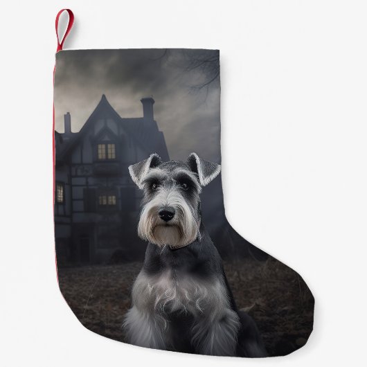 Miniature Schnauzer Halloween Beängstigend Kleiner Weihnachtsstrumpf (Vorderseite)