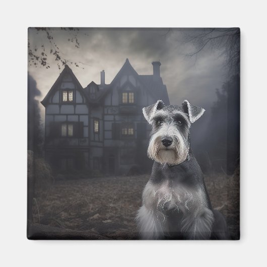 Miniature Schnauzer Halloween Beängstigend Magnet (Vorne)