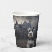 Miniature Schnauzer Halloween Beängstigend Pappbecher (Rückseite)