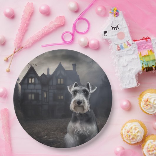 Miniature Schnauzer Halloween Beängstigend Pappteller (Party)