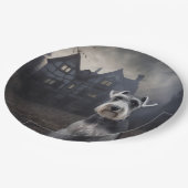 Miniature Schnauzer Halloween Beängstigend Pappteller (Schrägansicht)