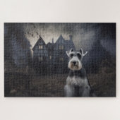 Miniature Schnauzer Halloween Beängstigend Puzzle (Horizontal)