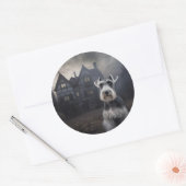 Miniature Schnauzer Halloween Beängstigend Runder Aufkleber (Umschlag)