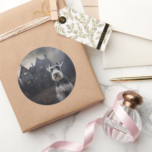 Miniature Schnauzer Halloween Beängstigend Runder Aufkleber (Schenken)