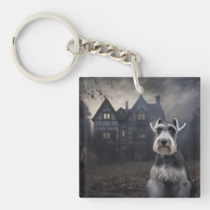 Miniature Schnauzer Halloween Beängstigend Schlüsselanhänger