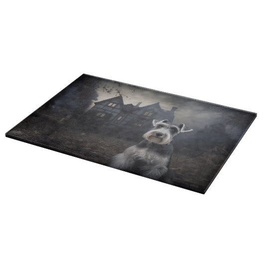 Miniature Schnauzer Halloween Beängstigend Schneidebrett (Ecke)