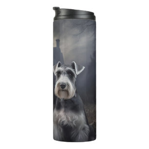 Miniature Schnauzer Halloween Beängstigend Thermosbecher