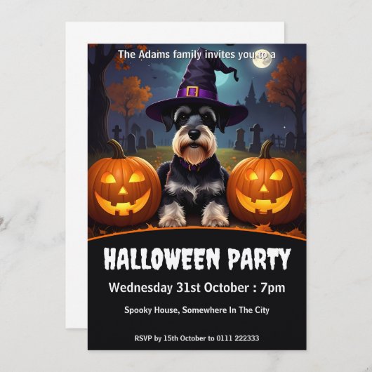 Miniature Schnauzer Halloween-Party Einladung (Vorne/Hinten)