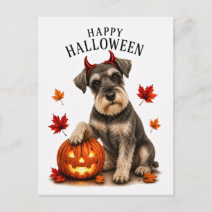 Miniature Schnauzer Halloween Postkarte